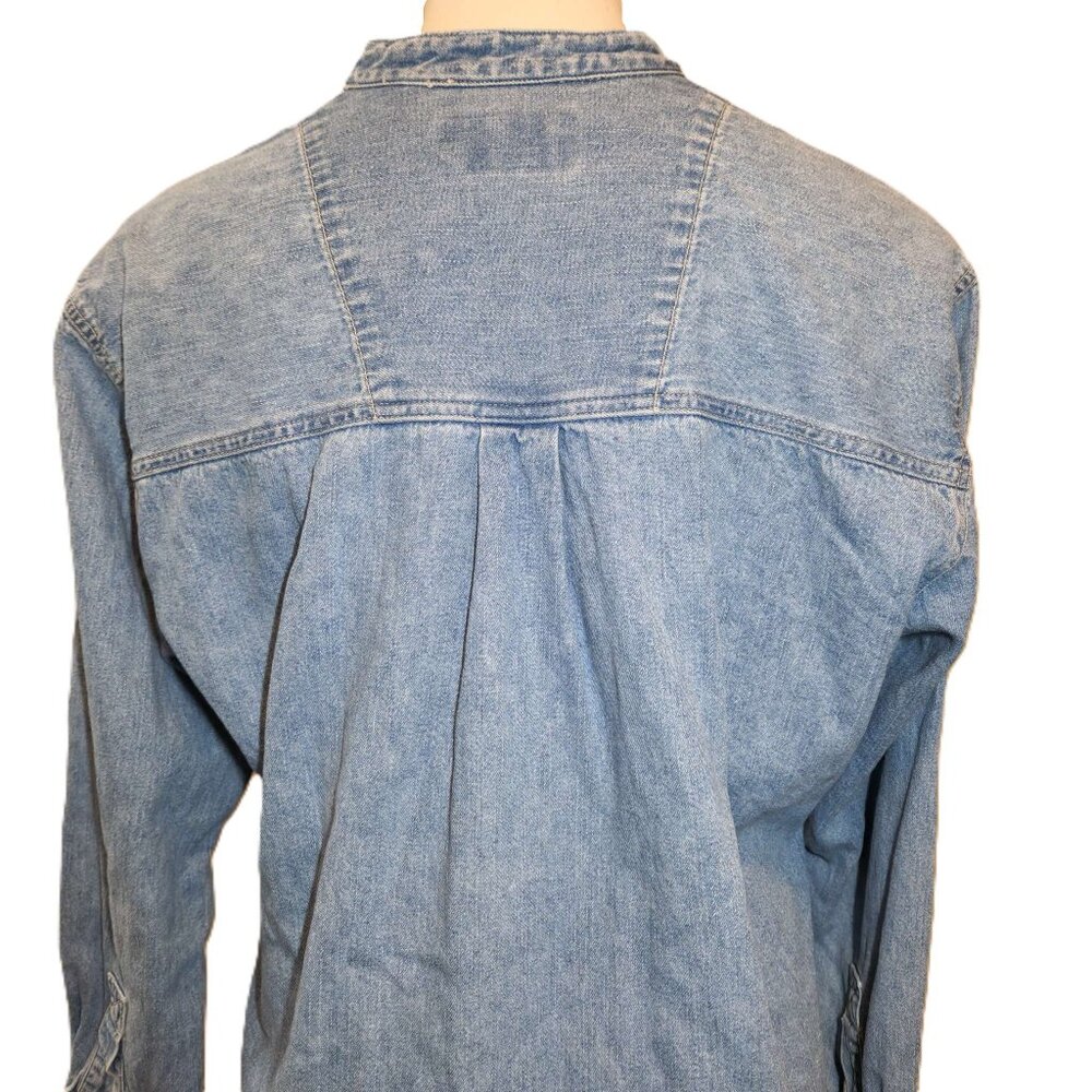 ❤️ 4/$20 Standard Blues jean button-up top Women's large Y2K Cotton Pockets - Picture 14 of 15